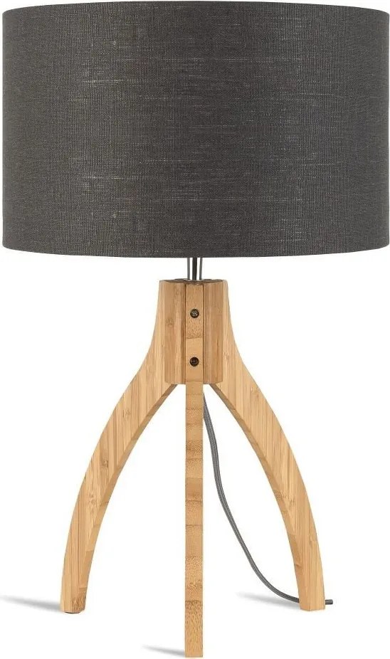 Lampa de masa cu trepied, realizata din materiale naturale, durabile si ecologice, Annapurna gri inchis