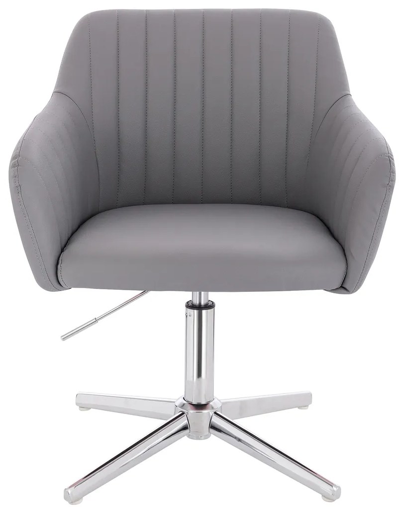 HC190CROSS Scaun Gri din Piele Ecologica cu Bază Cromata
