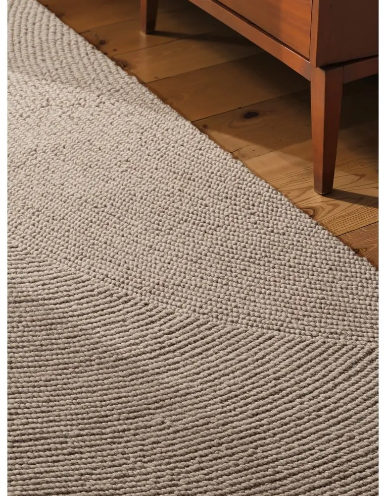 Covor tip traversă bej țesut manual din lână 80x300 cm Eleni Light Beige – Hanse Home