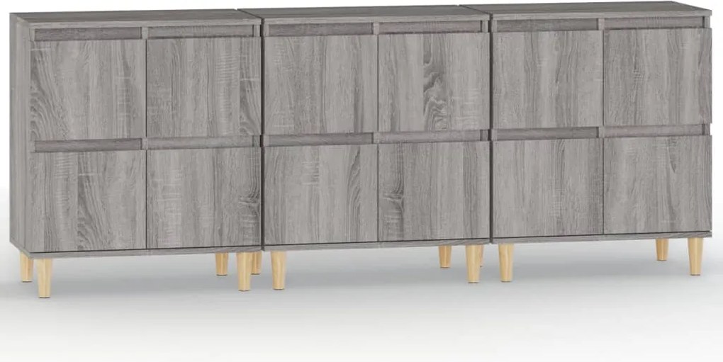 vidaXL Dulapuri, 3 buc, sonoma gri, 60x35x70 cm, lemn prelucrat