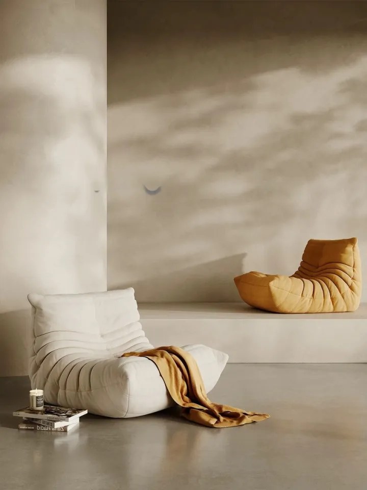 Fotoliu Lounge din Memory Foam HD 90x100x75 cm, Moises (Culoare: Crem)