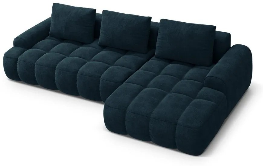 Colțar petrol extensibil/cu spațiu de depozitare cu tapițerie din catifea (cu colț pe partea dreaptă/cu șezlong) Linz – Cosmopolitan Design