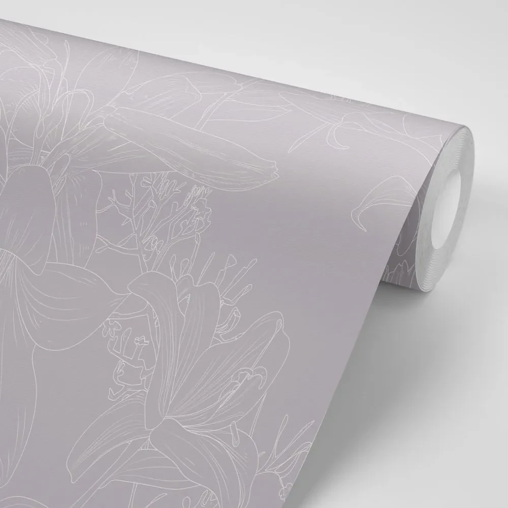 Tapet autoadeziv crin pictat în design gri