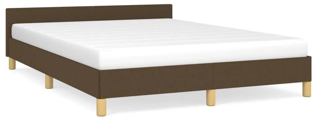 347410 vidaXL Cadru de pat cu tăblie, maro închis, 140x190 cm, textil