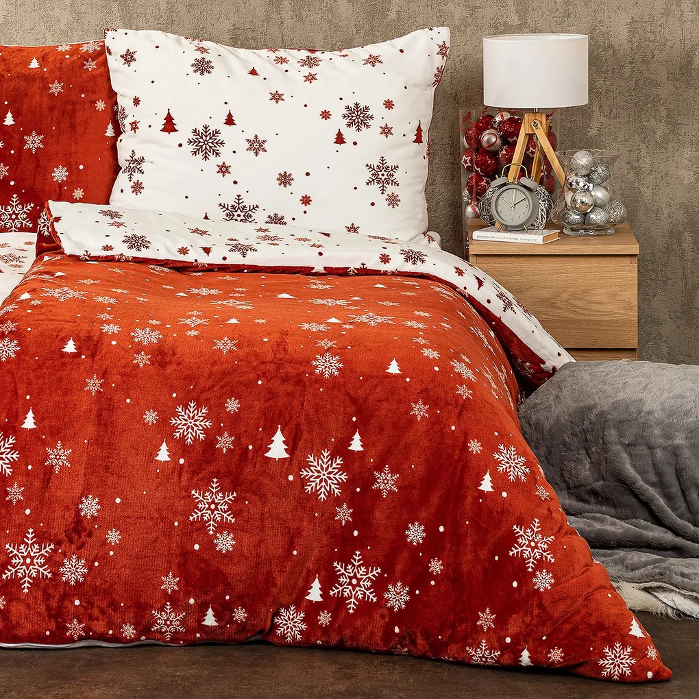 Lenjerie de pat din microflanel 4Home Happy winter, 140 x 220 cm, 70 x 90 cm
