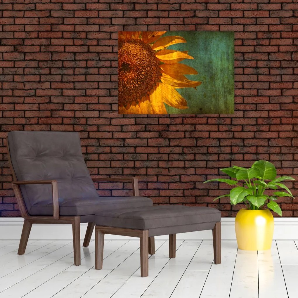 Tablou pe sticlă - Floarea soarelui (70x50 cm)
