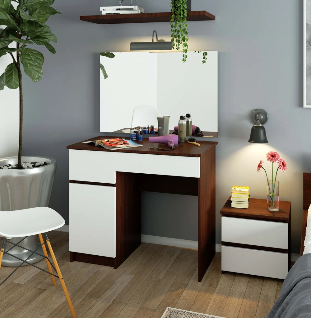 Masă de toaletă Parijat (wenge + Alb) (cu oglindă) (S). 1070897