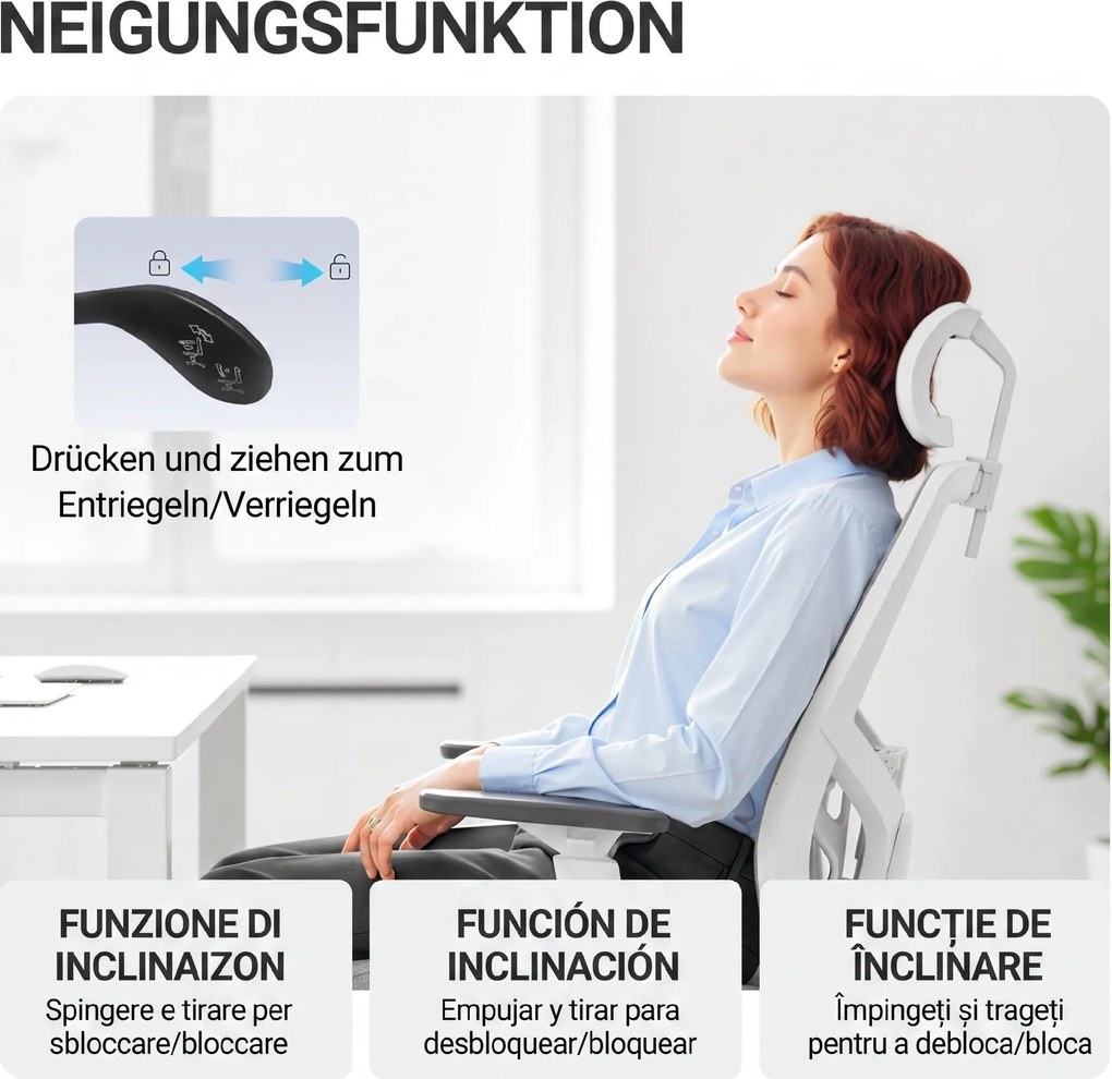 HOMCOM Scaun de Birou Ergonomic și Respirabil cu Suport Lombar Dinamic 4D, 64.5x62.5x112-122 cm, Multicolor | Aosom Romania