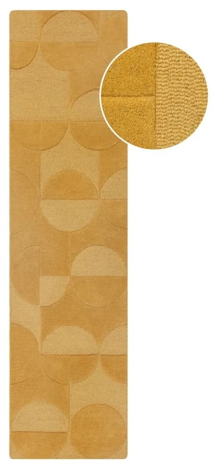 Covor galben ocru tip traversă din lână 60x230 cm Gigi – Flair Rugs