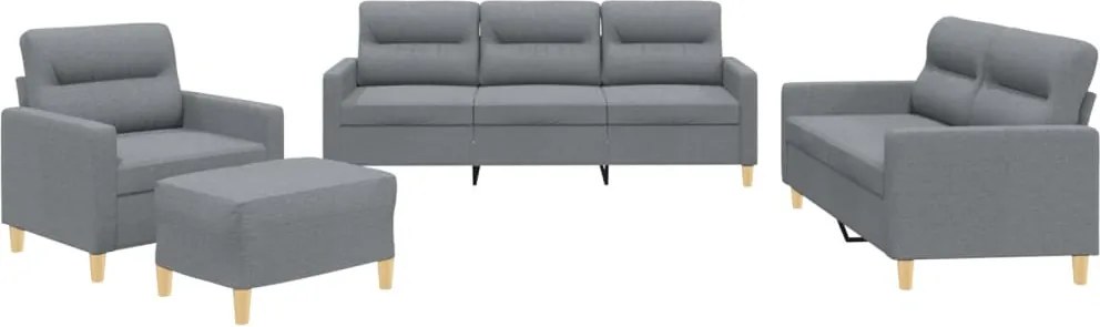vidaXL Set de canapele cu perne, 4 piese, gri deschis, textil