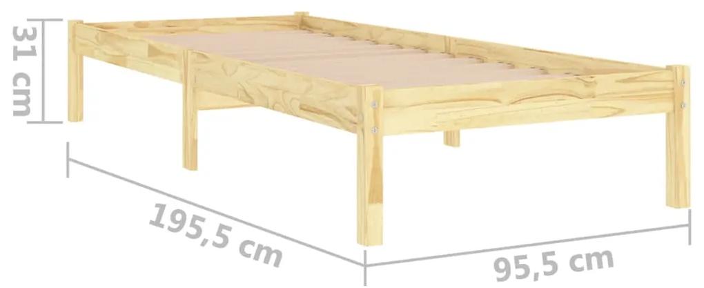 Cadru de pat UK Single, 90x190 cm, lemn masiv de pin Maro, 90 x 190 cm