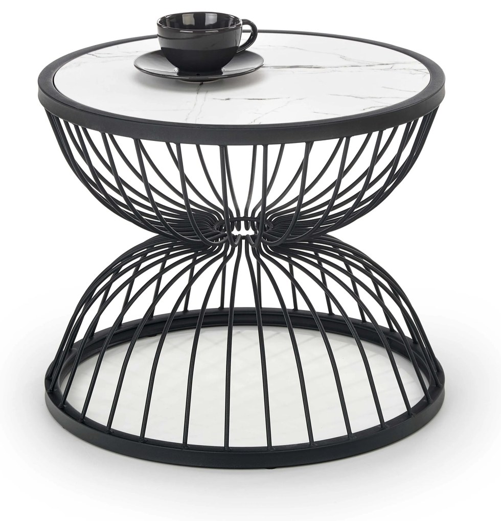 Masă de cafea Keila (marmură albă + negru). 1039415
