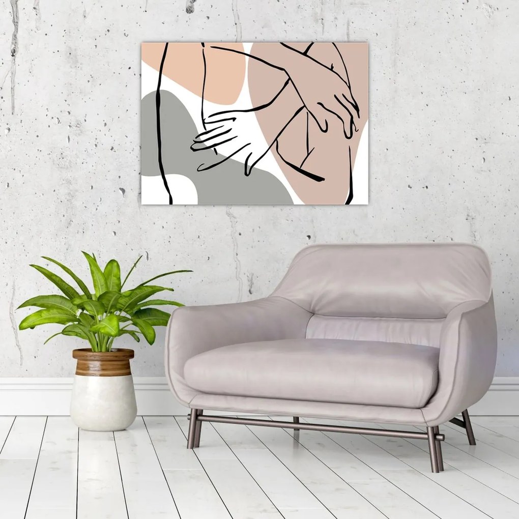 Tablou pe sticlă - Femeie corp linie de artă N⁰2 (70x50 cm)