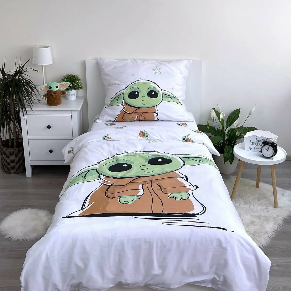 Lenjerie pat din bumbac Jerry Fabrics Star Wars Baby Yoda, 140 x 200 cm, 70 x 90 cm