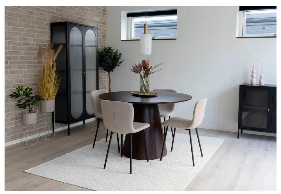 Masă de dining rotundă cu blat cu aspect de lemn de nuc ø 120 cm Bolton – House Nordic