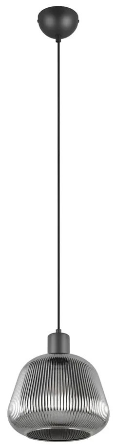 Lustră neagră cu abajur din sticlă ø 22 cm Tarifa – Trio