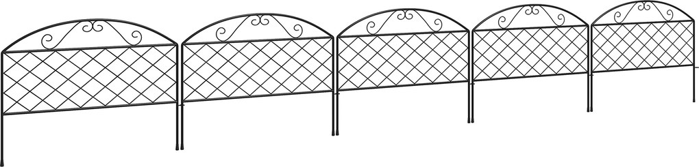 Outsunny Lot de 5 panouri de gard de grădină decorative din metal, bordură de grădină, pat de flori - dim. 305 x 43 cm | Aosom Romania