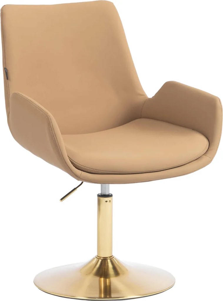 HR240N Scaun Carmel Piele Ecologica Premium Soft cu Bază Aurie