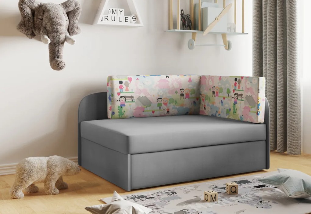 Supermobel Canapea extensibila copii MILO, 107x64x78, pilka/casablanka 16, stanga
