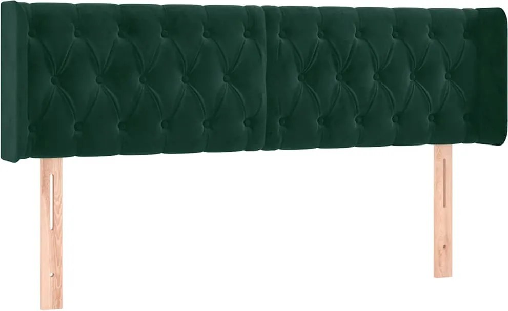 vidaXL Tăblie de pat cu aripioare verde închis 163x16x78/88 cm catifea