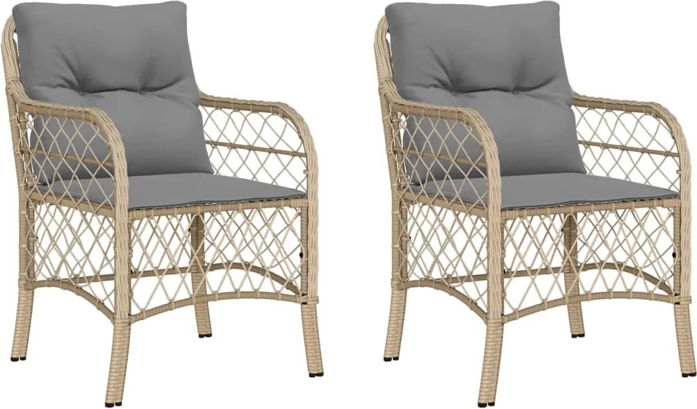 vidaXL Fotolii de grădină cu perne, 2 buc., bej combinat, poliratan