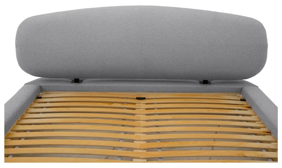 Pat matrimonial gri tapițat cu somieră 180x200 cm Odette – Scandic