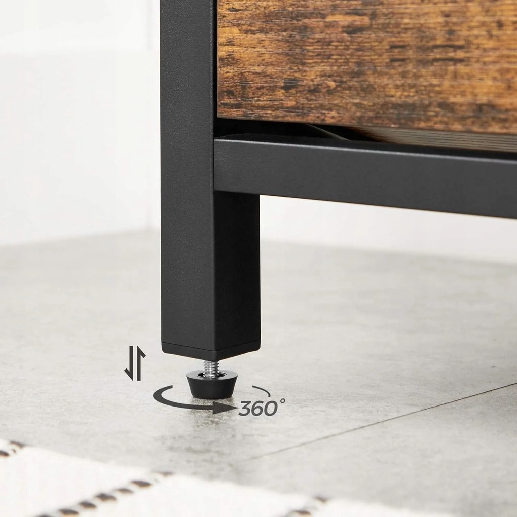 Banca cu pantofar TAYLOR 80x30 cm, maro rustic/negru