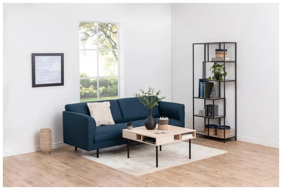 Bibliotecă neagră/cu aspect de lemn de stejar 77x185 cm Seaford – Actona