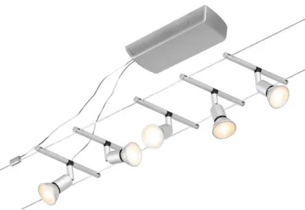 Paulmann 94442 - Set 5x GU5.3/10W, sistem complet cu cablu SALT 230V, crom mat