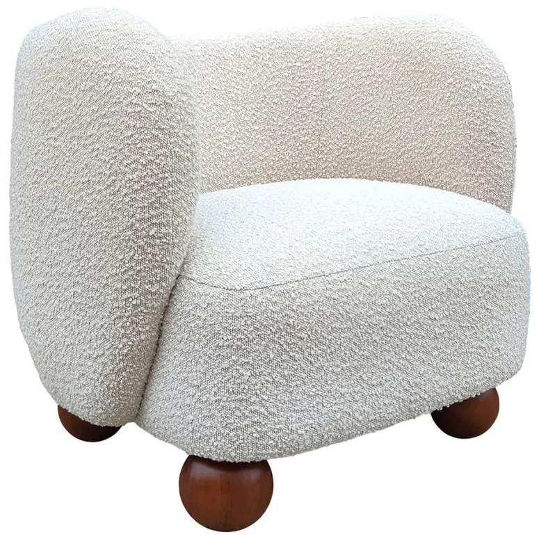 Fotoliu boucle, ecru, din stofa, Sixties