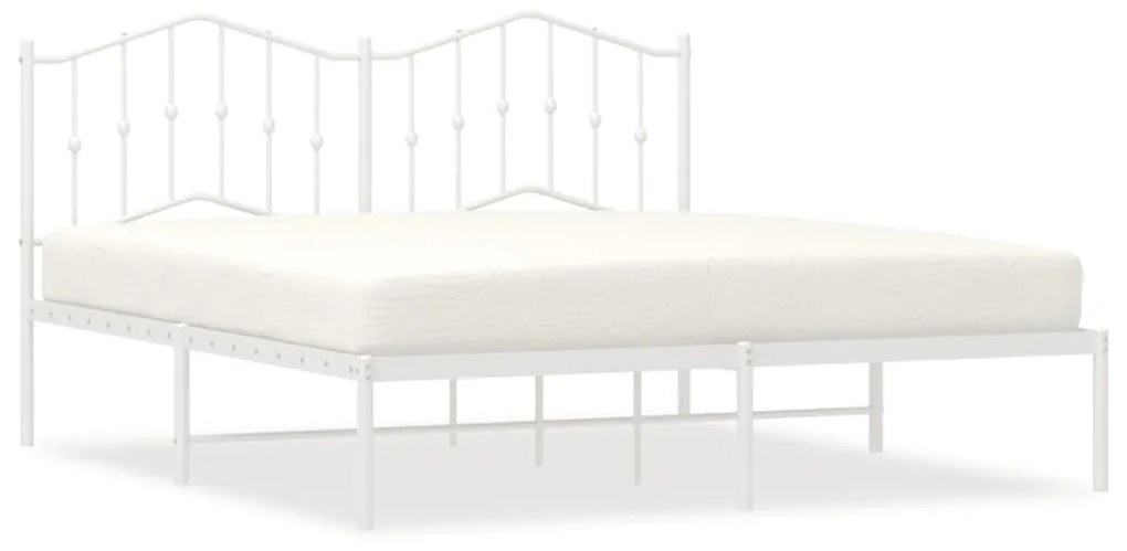 373842 vidaXL Cadru de pat metalic cu tăblie, alb, 180x200 cm