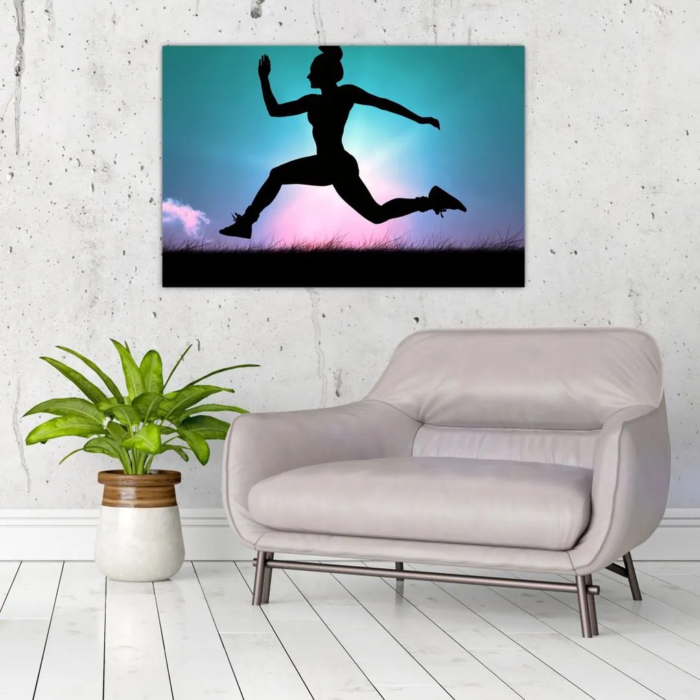 Tablou cu silueta feminină sărind (90x60 cm)
