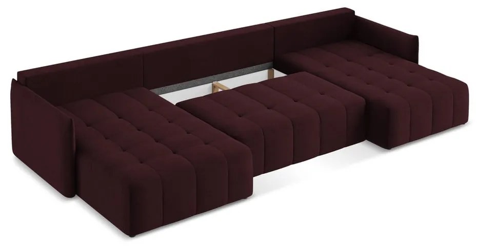 Colțar burgundy extensibil/cu spațiu de depozitare (în formă de "U") Moku – Makamii