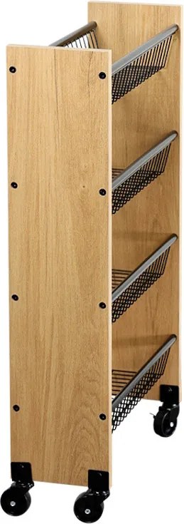 Raft bucatarie cu rotite Kesper 27843, 4 rafturi, 4 rotite mobile, MDF/metal, maro/negru