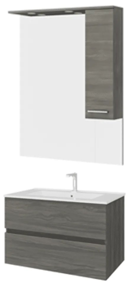 Set pentru Baie Saviluxe I, Bază Suspendată+Oglindă+Lavoar, 80/85 cm