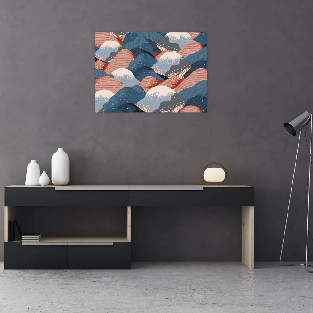 Tablou pe sticlă - Valuri japoneze (70x50 cm)