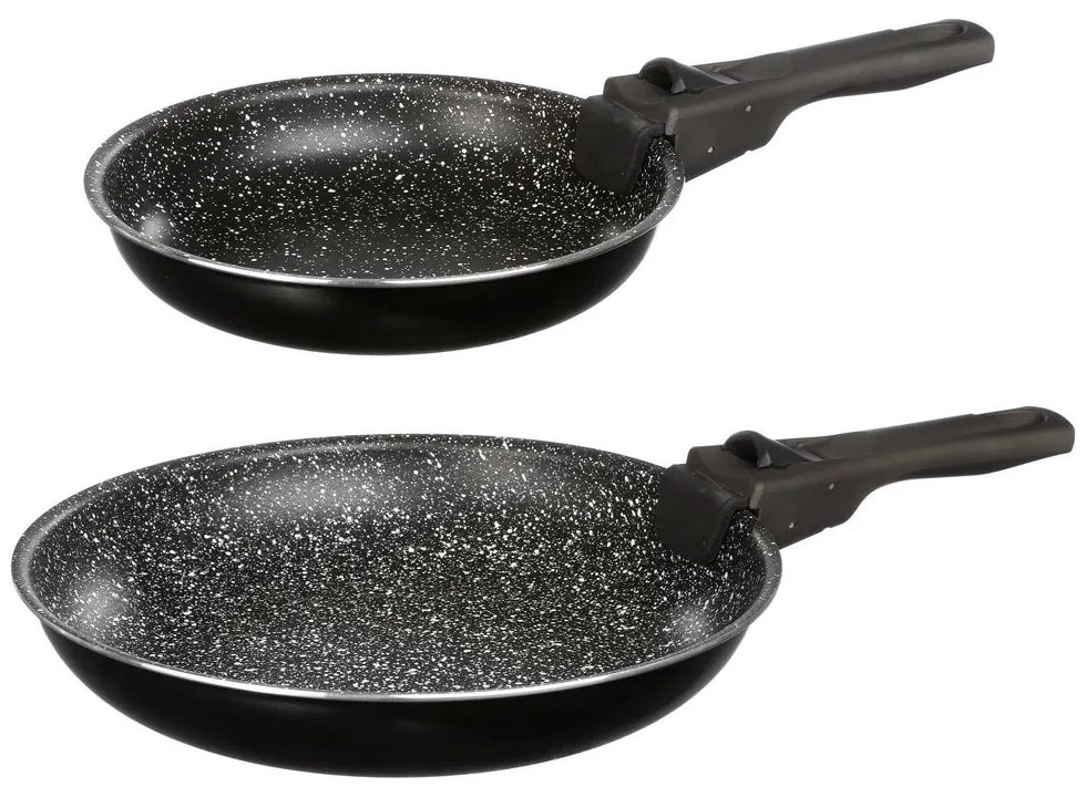 Tigaie cu strat de piatra si maner detasabil, Ø 20 si 26 cm, 2 bucati