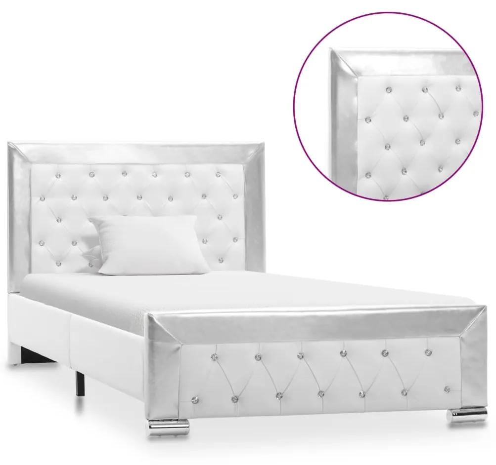 286788 vidaXL Cadru de pat, alb, 100 x 200 cm, piele ecologică