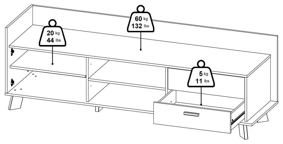 Comodă TV albă-în culoare naturală cu aspect de lemn de stejar 182x62x51 cm Ikast – Tvilum