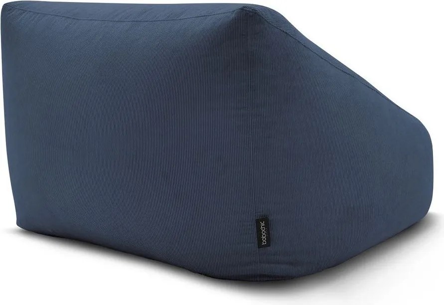 Fotoliu bean bag albastru închis cu tapițerie din catifea reiată Lilibet – Bobochic Paris