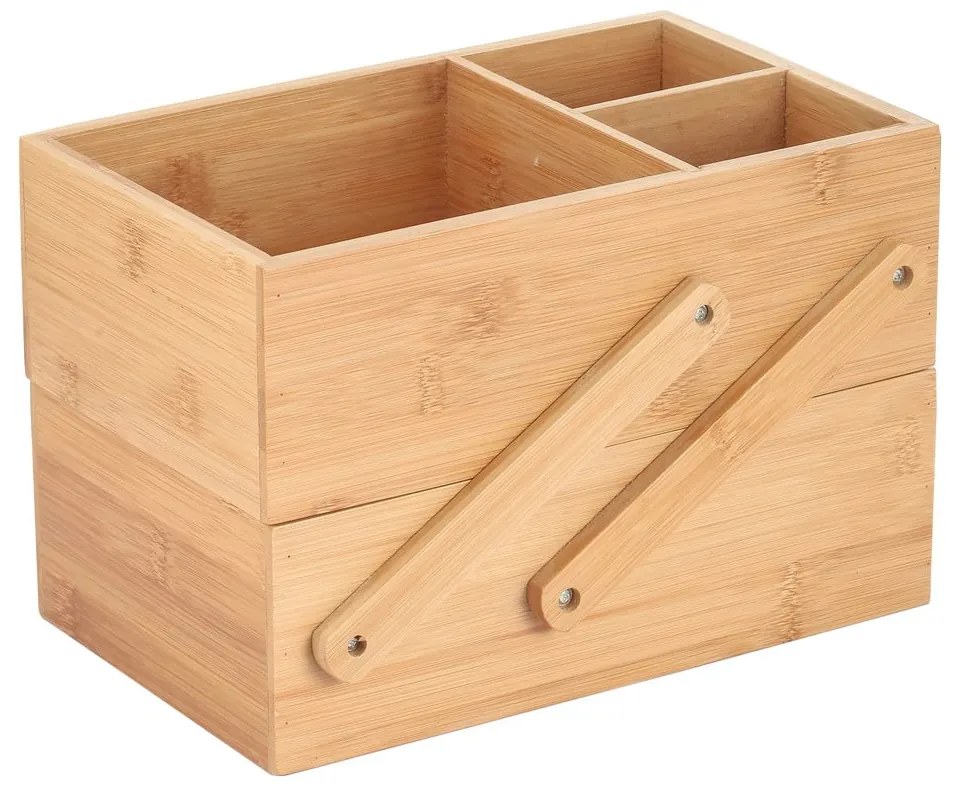 Organizator de baie în culoare naturală pentru cosmetice, din bambus Isalys – MSV