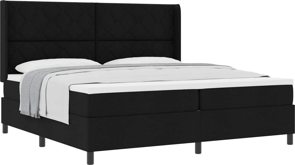 vidaXL Pat cu arcuri cu saltea Negru 200 x 200 cm țesătură