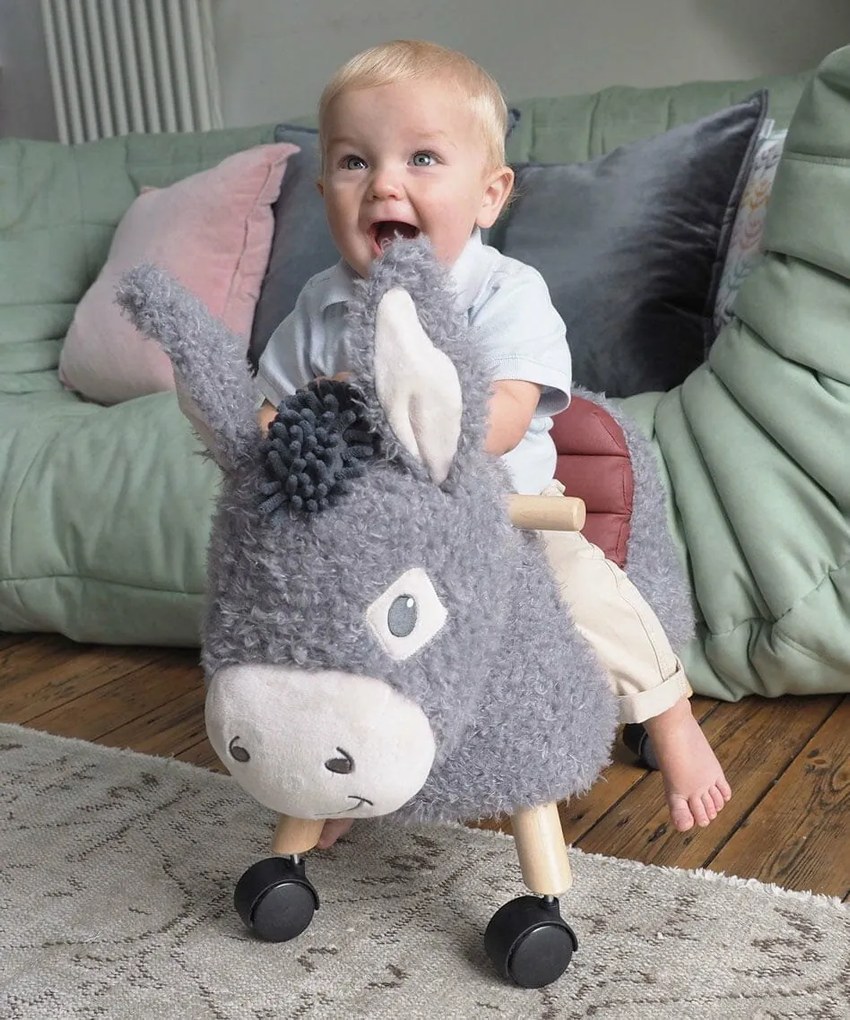 Little Bird Told Me - Magarusul Bojangles Ride On Animal Toy, pentru copii de peste 1 an, Cadru robust din lemn, Scaun captusit