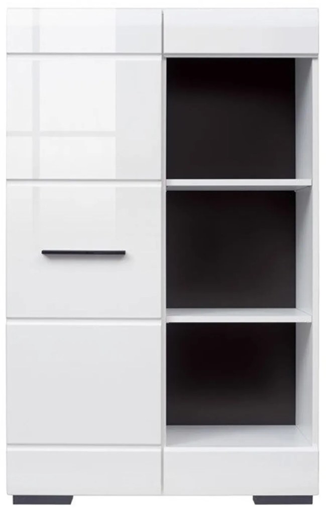 Comoda inalta FEVER WHITE Alb, alb lucios insertie negru, 38 cm, 80 cm, 127.5 cm, Comoda inalta 500_REG1D_12_8