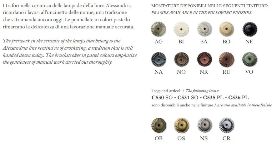 Lustra clasica realizata manual din ceramica ALESSANDRIA 33cm