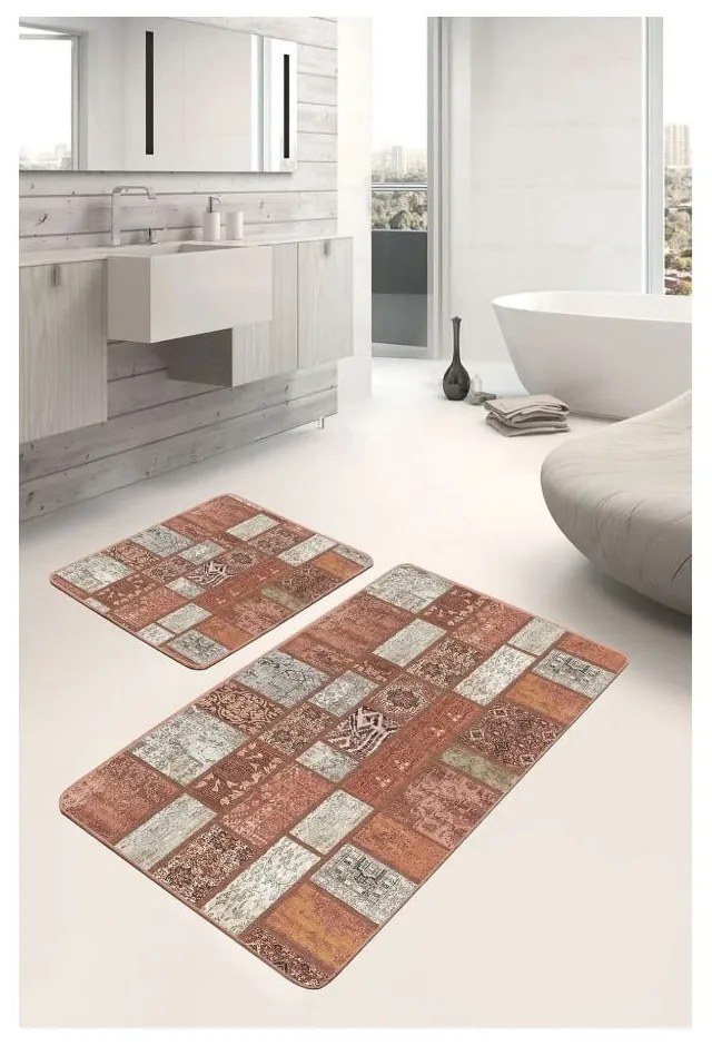 Covorașe de baie maro 2 buc. din catifea 60x100 cm – Mila Home