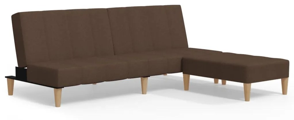 3081765 vidaXL Canapea extensibilă 2 locuri, cu taburet, maro, textil