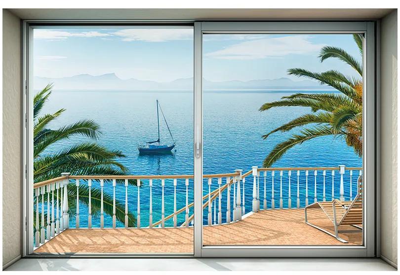 Fototapet fereastra catre plaja Majorca