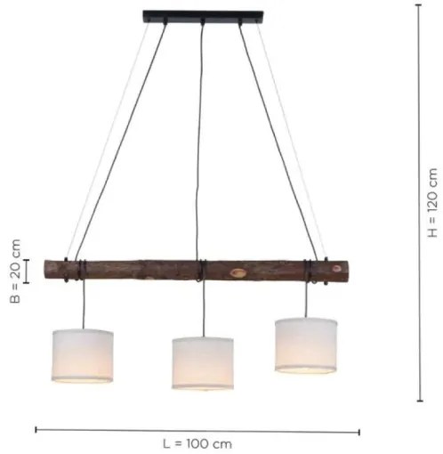 Lustră pe cablu BARK 3xE27/40W/230V Leuchten Direkt 11238-79