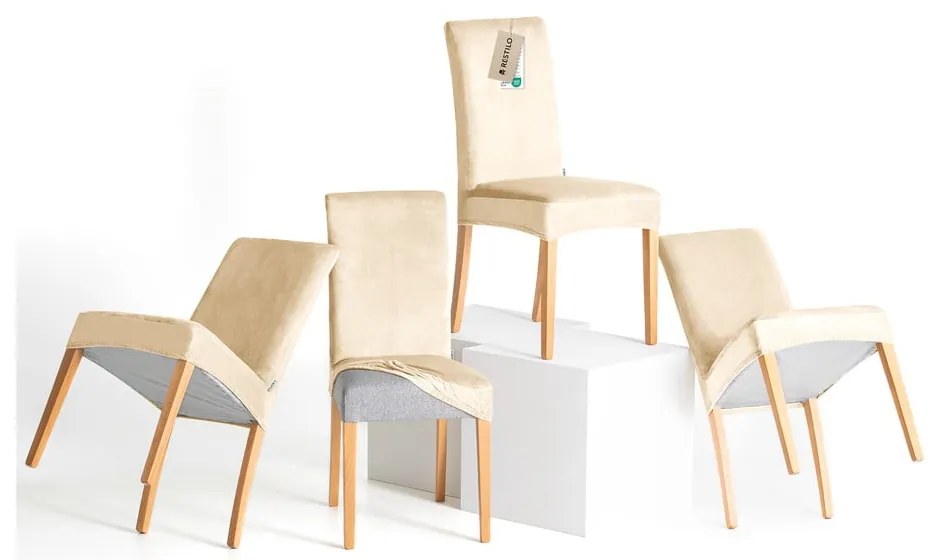 Huse bej 4 buc. elastice pentru scaun 48 cm Sento – Restilo